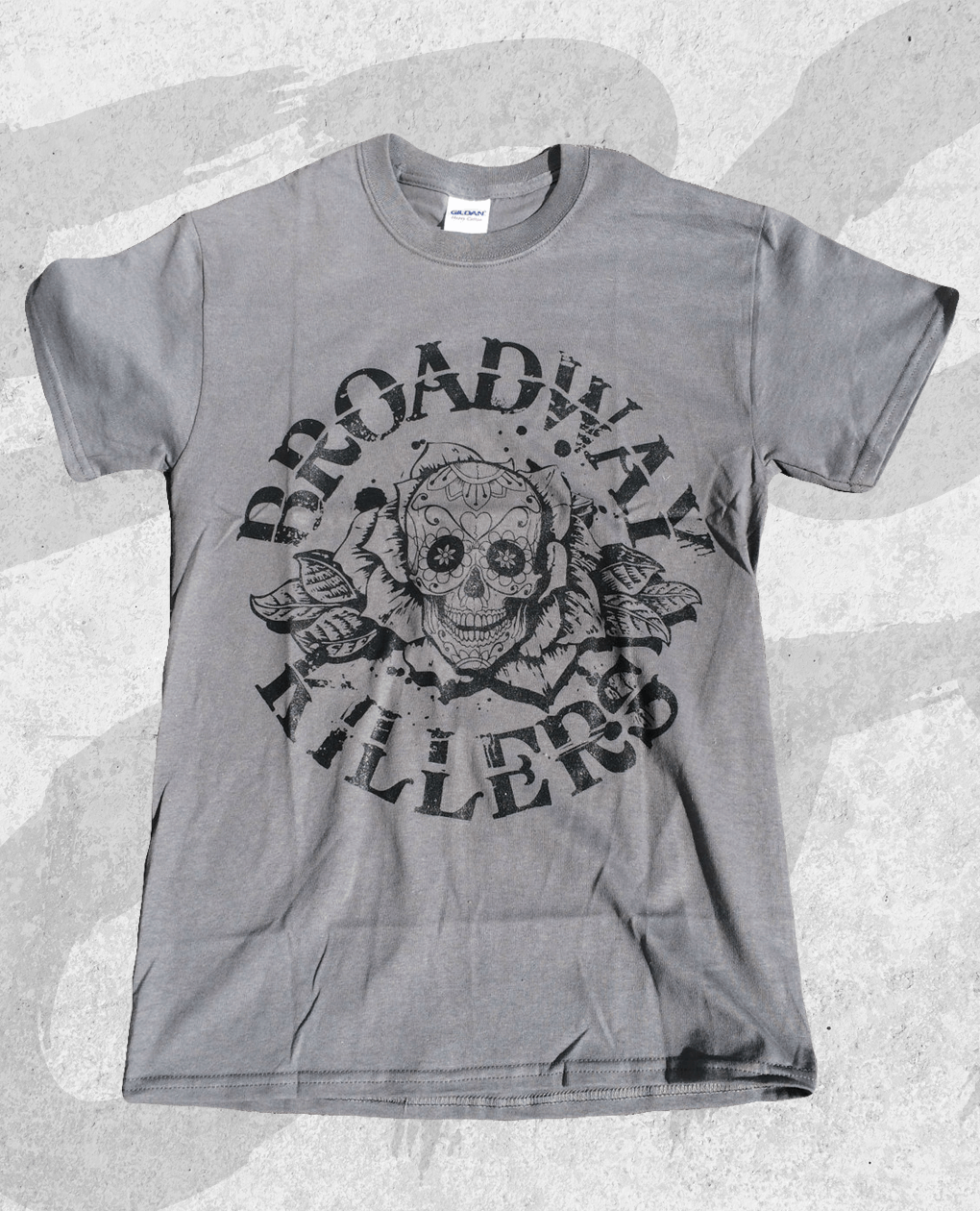 Broadway Killers Grey Skull Logo T Shirt Guys Merch City