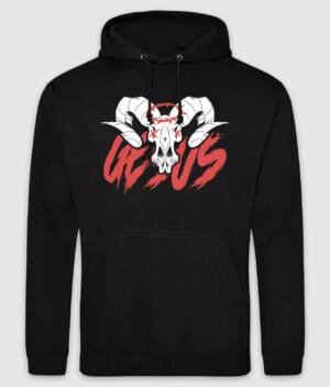 gesus-skull logo-hoodie-black-front