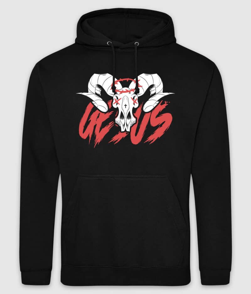 gesus-skull logo-hoodie-black-front