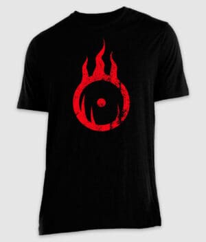 the vision ablaze-red fire eye-tshirt-black-front